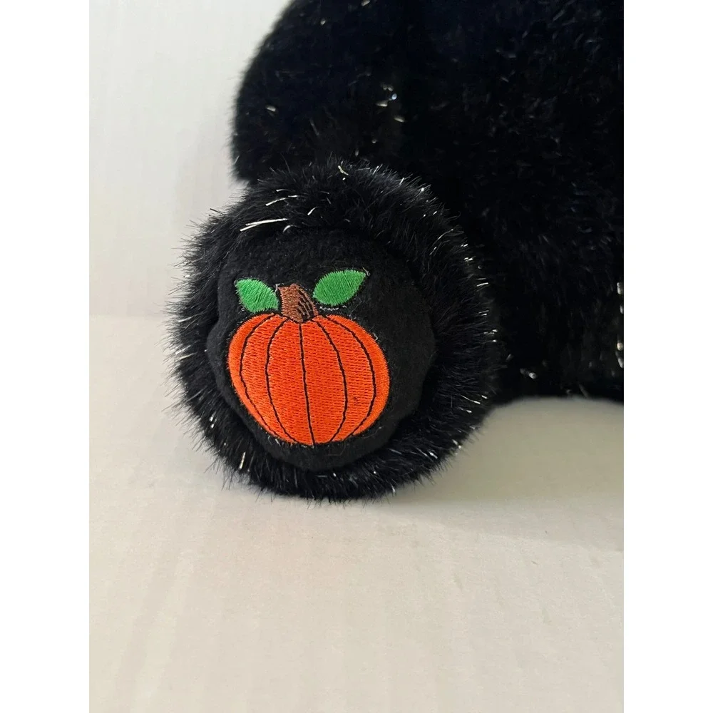 Build A Bear Halloween Black Pumpkin Bear Tinsel Sparkle Plush 1997 Vintage 11in